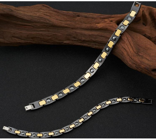 Турмаліновий браслет Giorgio Armani чорний із фіанітами магнітами та германієм