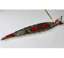 Срібна підставка для пахощів Будда Шак'ямуні з Малахітом і Агатом для Перемоги над конкурентами