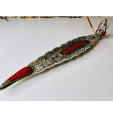 Срібна підставка для пахощів Ганеша з Червоним Агатом і Малахітом для приваблення великих грошей