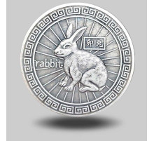 Срібна монета Кролик Багуа антична для приваблення Удачі