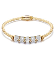 Тибетський Браслет-Шарм золотий "Ом Мані Падме Хум" з фіанітами