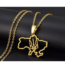 Золота підвіска з Україною й Тризубом захисний талісман на удачу Любов і Світ