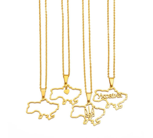 Золота підвіска з Україною й Тризубом захисний талісман на удачу Любов і Світ