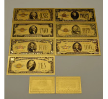 Набір Золотих Купюр США 1, 2, 5, 10, 20, 50, 100 доларів для приваблення в будинок багатство та процвітання 24К