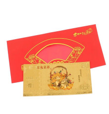 Набір Червоний конверт із Золотою купюрою рік Кролика 2023 грошовим талісманом вітальня 24К