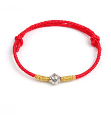 Тибетський Сакральний браслет ручної роботи з коліщатним колесом з мантрою «ОМ МАНІ БАДМЕ ХУМ» на червоній нитки