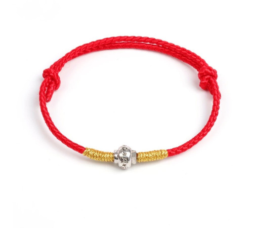 Тибетський Сакральний браслет ручної роботи з коліщатним колесом з мантрою «ОМ МАНІ БАДМЕ ХУМ» на червоній нитки