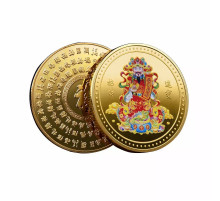 Золота монета Бог Багатства Чой Сан грошова удача з мантрою здійснення бажань
