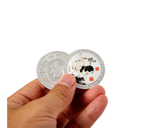 Срібна монета щасливий Кролик з 12 тваринами для удачі, Здоров'я та Благопроменів у будинку
