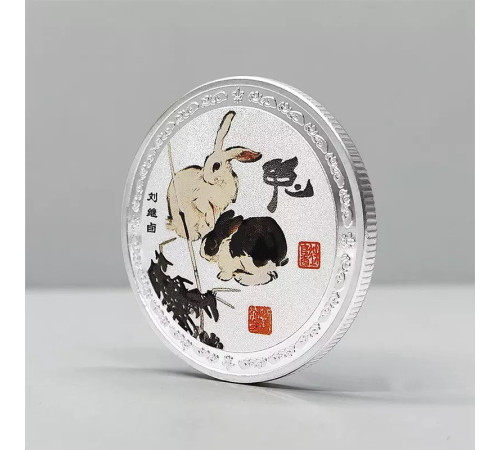 Срібна монета щасливий Кролик з 12 тваринами для удачі, Здоров'я та Благопроменів у будинку