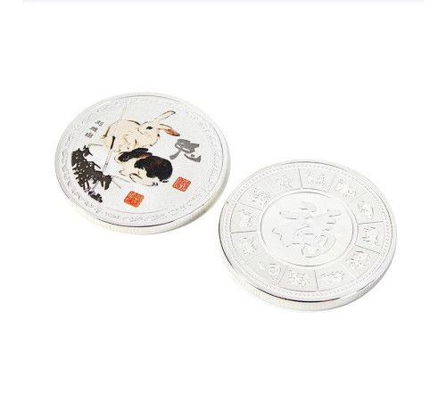 Срібна монета щасливий Кролик з 12 тваринами для удачі, Здоров'я та Благопроменів у будинку