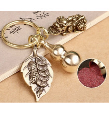 Брелок Пі Яо з гарбузом Ву-Лу та листком дерева Бодхі та священною пудрою для Багатства та Довгоріччя