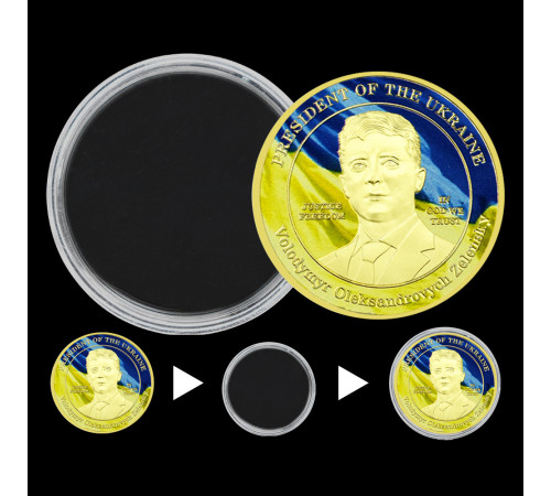 Монета Президент України Володимир Зелений Три вістря трезуба також символізують перемогу золота