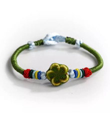 Сакральний Тибетський браслет ручної роботи із зеленим конюшином на багатство та здоров'я
