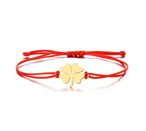 Браслет червона нитка золотой чотирилиста конюшина на велику удачу ручна робота