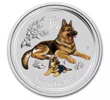 Срібна монета Собака сприяє гармонії та гарним співвідношенням приваблює багатство