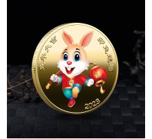 Золота монета Щасливий Кролик 2023 з 12 тваринами для удачі, Здоров'я й Багатства в домі