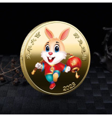 Золота монета Щасливий Кролик 2023 з 12 тваринами для удачі, Здоров'я й Багатства в домі