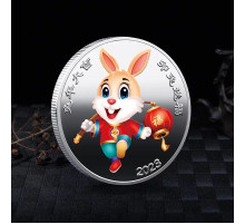 Срібна монета Щасливий Кролик 2023 з 12 тваринами для удачі, Здоров'я й Багатства в домі