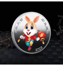 Срібна монета Щасливий Кролик 2023 з 12 тваринами для удачі, Здоров'я й Багатства в домі