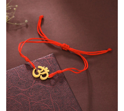 Тибетський Браслет Удачі на червоній нитці з Золотим складом ОМ