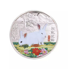 Срібна монета два білих кролики для кохання гармонії та великих грошей