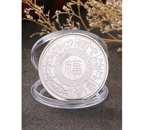 Срібна монета два білих кролики для кохання гармонії та великих грошей