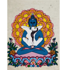 Самантабхадра Зображення сусального золотом ручної роботи з Непалу на гімалайському папері