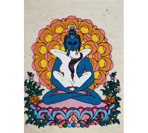 Самантабхадра Зображення сусального золотом ручної роботи з Непалу на гімалайському папері