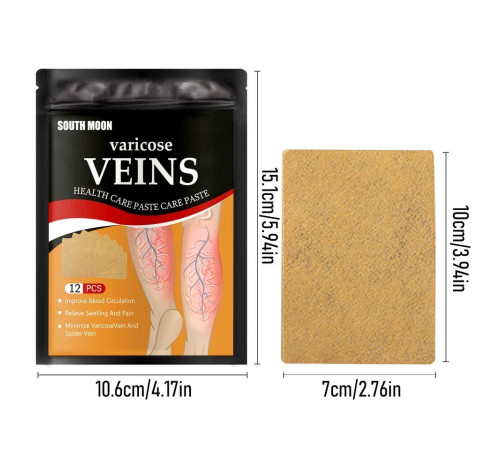 Пластир проти варикозного розширення вен із турмаліном, полегшення болю в ногах, набряк, пластир із дощовим червом