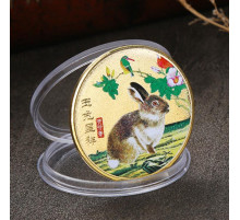 Золота монета Кролик для удачі, Здоров'я, Процвітання й Благопроменя в будинку