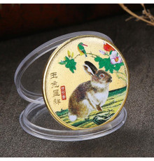 Золота монета Кролик для удачі, Здоров'я, Процвітання й Благопроменя в будинку