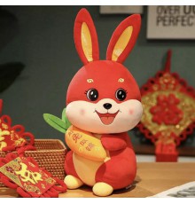 Іграшка Кролик Талісман із мішечком грошей на 2023 рік у Китайському стилі для захисту та процвітання дому 27 см
