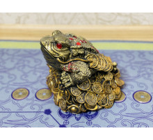 Статуетка Велика Щаслива Грошова Золота Жаба з червоними кристалами для Дениг 20*17см*