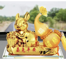 Статуетка Кролик золотий з Монетою Багатства Достаток і Процвітання і Здоров'я, з гарбузом Ву-Лу та олією