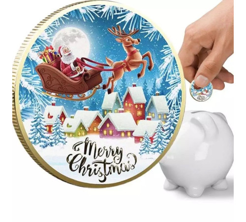 Срібна Різдвяна монета Санта Клаус для удачі