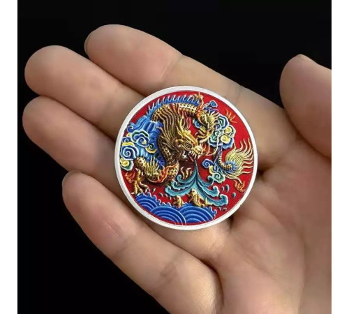 Золота монета китайський дракон Інь і Ян Тай Чі монета