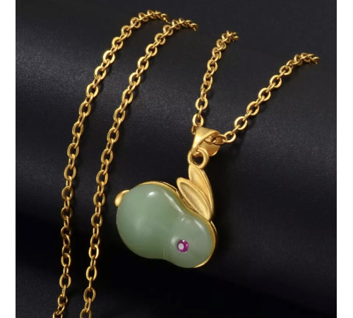 Підвіска нефритовий місячний Кролик 24 карат Swarovski приносить любов, романтику, з Непалу