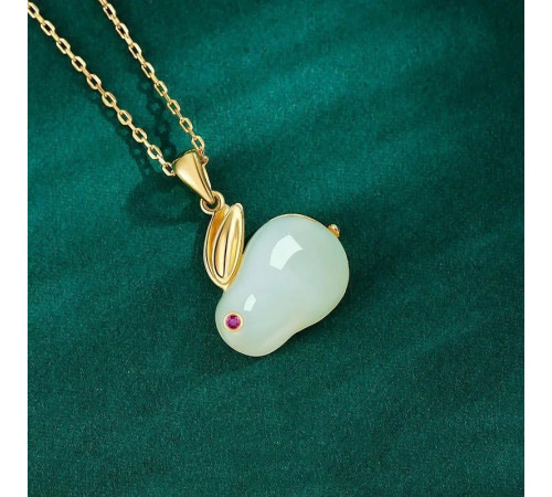 Підвіска нефритовий місячний Кролик 24 карат Swarovski приносить любов, романтику, з Непалу