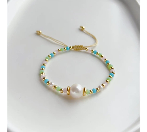 Браслет зі справжньою перлиною Хайнань і нефритом, бірюза та рожевий кварц зміцнити тіло та душу та особистий успіх