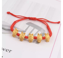 Тибетський браслет п'ять різновидів удачі кролика, п'ять видів багатства ручна робота золотий 24К