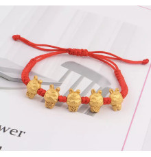 Тибетський браслет п'ять різновидів удачі кролика, п'ять видів багатства ручна робота золотий 24К