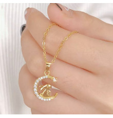 Золота підвіска місячний кролик на Місяці Swarovski для удачі