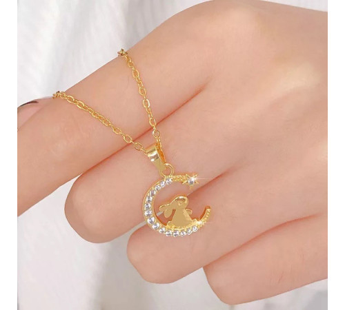 Золота підвіска місячний кролик на Місяці Swarovski для удачі