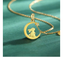 Золота підвіска місячний кролик на Місяці знімає зірку багатства Swarovski для удачі та процвітання