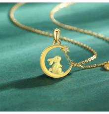 Золота підвіска місячний кролик на Місяці знімає зірку багатства Swarovski для удачі та процвітання