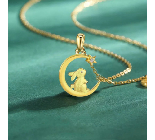 Золота підвіска місячний кролик на Місяці знімає зірку багатства Swarovski для удачі та процвітання