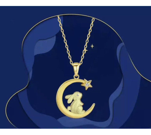 Золота підвіска місячний кролик на Місяці знімає зірку багатства Swarovski для удачі та процвітання