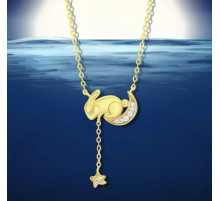 Щаслива Золота підвіска місячний кролик на місяці знімає зірку багатства Swarovski для удачі та процвітання