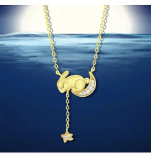 Щаслива Золота підвіска місячний кролик на місяці знімає зірку багатства Swarovski для удачі та процвітання